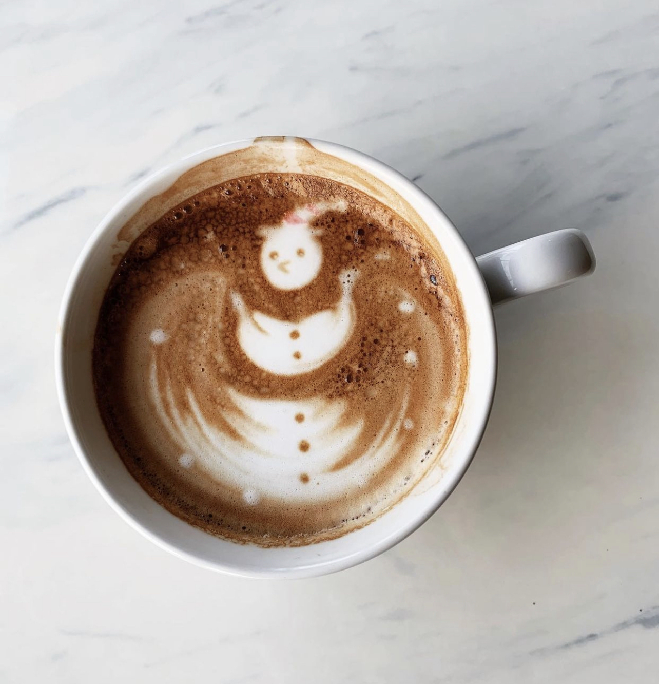 Coffe with foam snowman