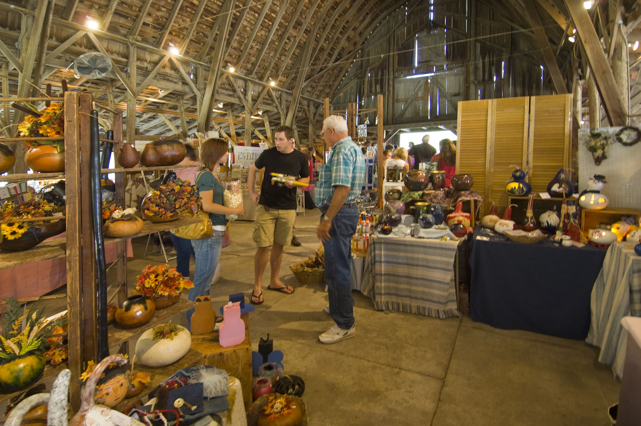 Shoppers inside the market at Arbor Day Farm.