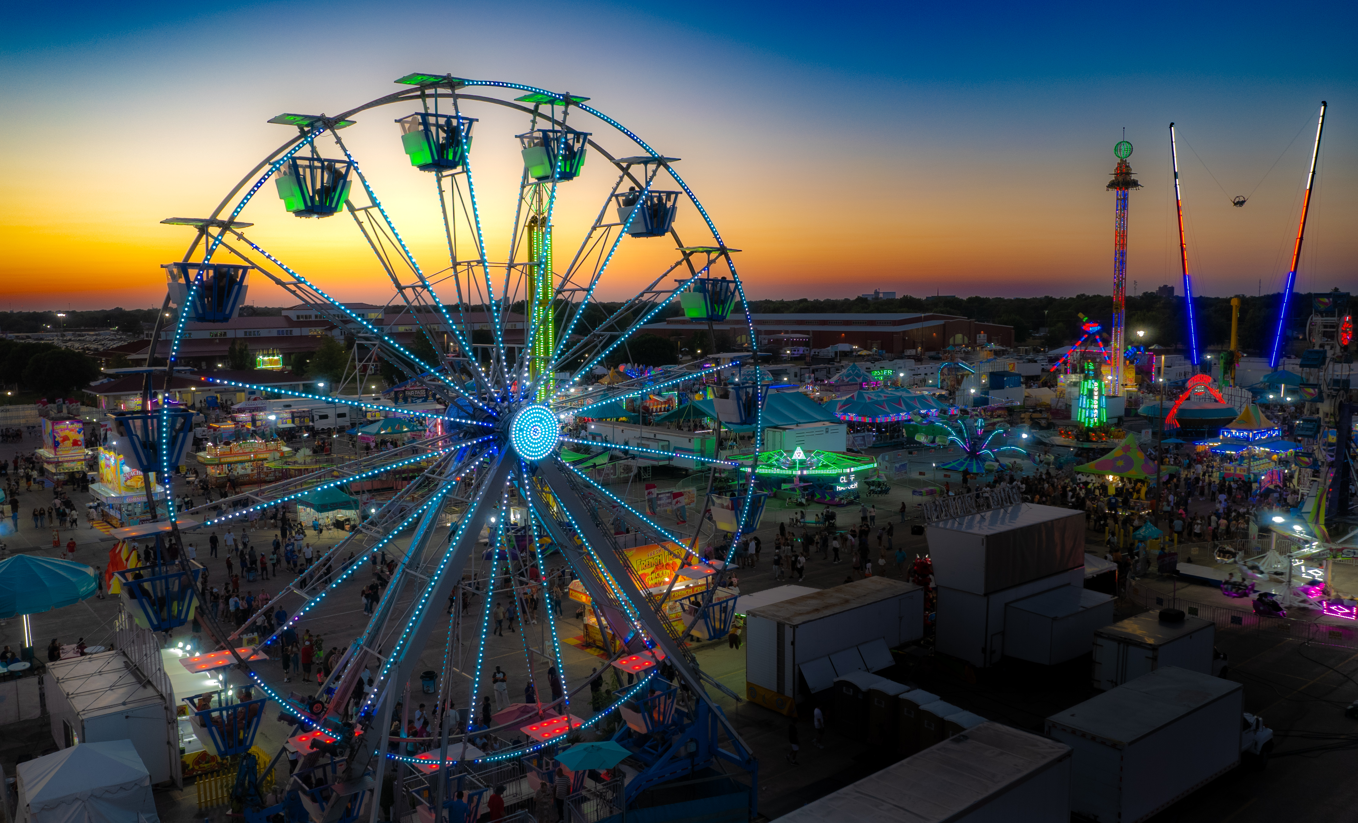 A ferris wheel and more rides at the Nebraska State Fair.