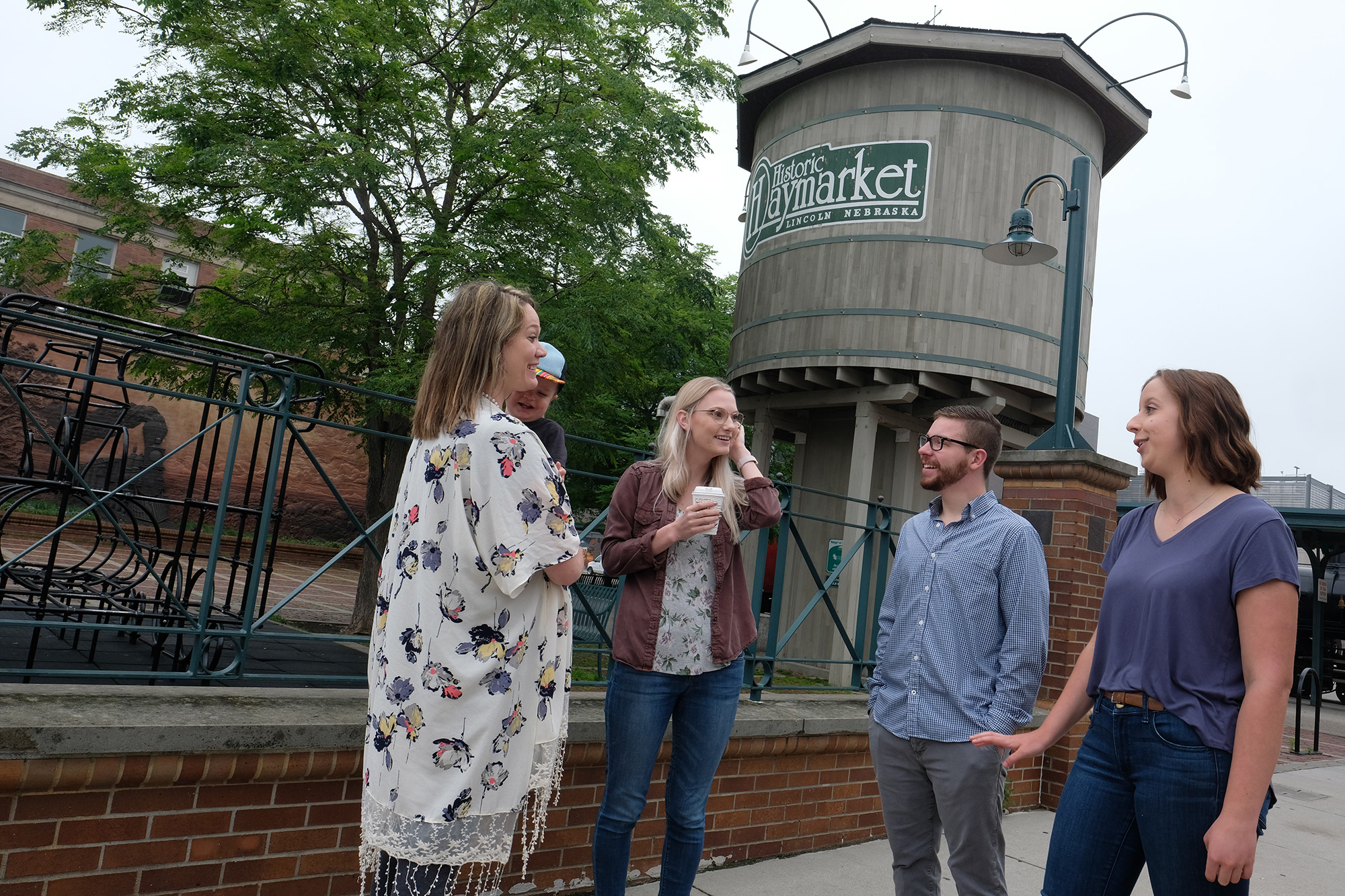 A group of people in Historic Haymarket District.