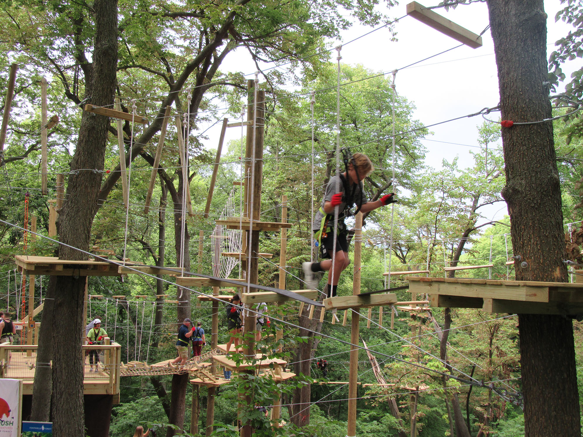 Climbers at TreeRush Adventures in Fontenelle Forest