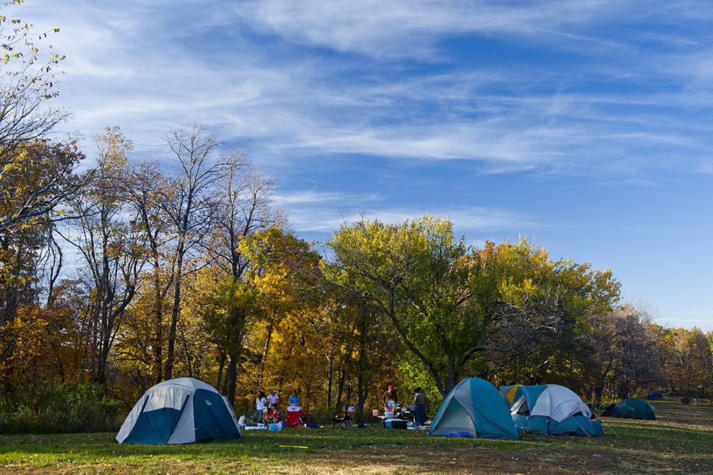 Fall camping at Indian Cave State Park.