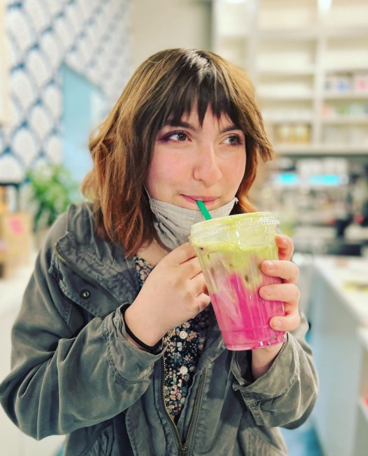 Girl drinking Latte