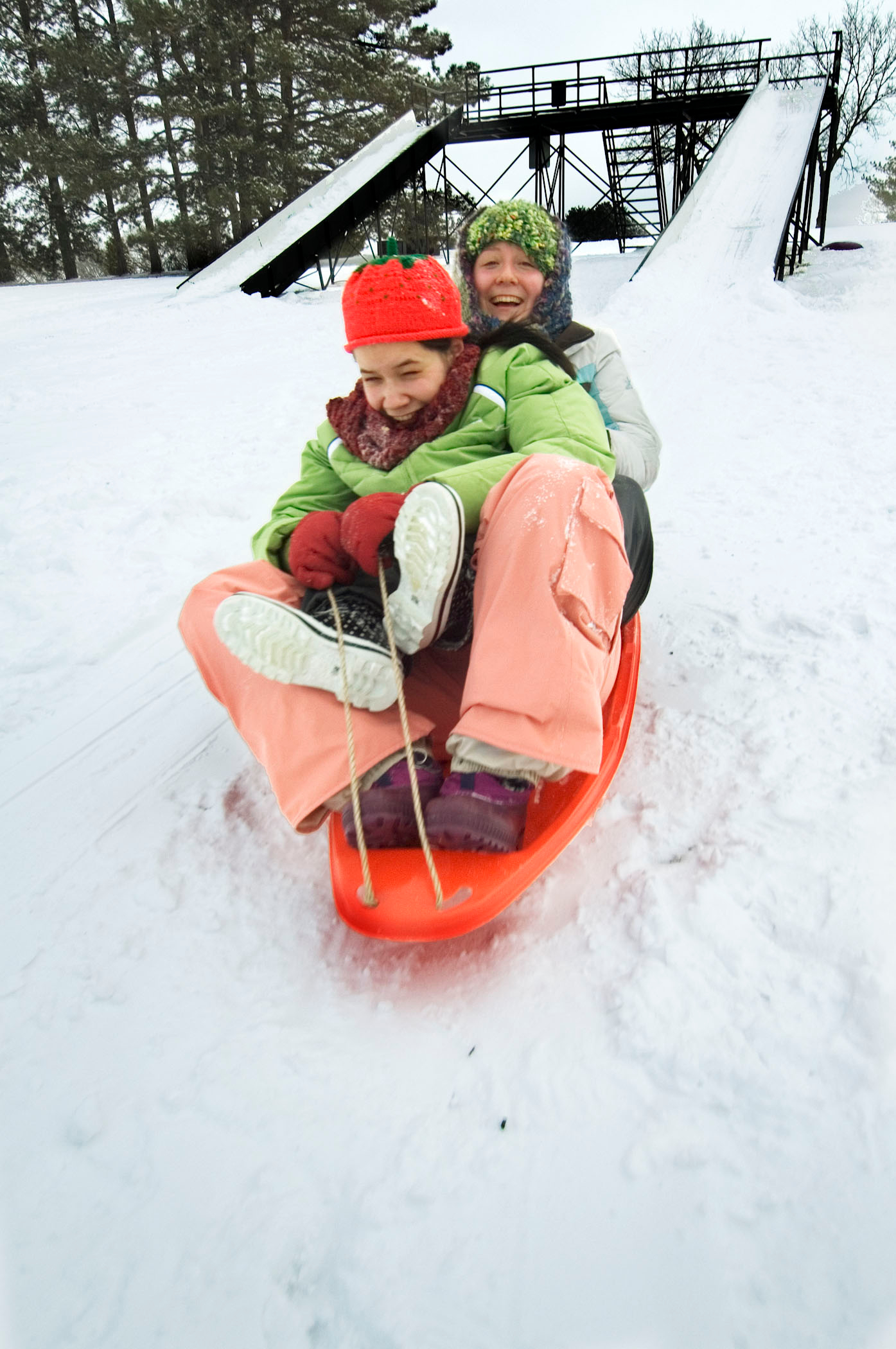 Sledding at Pioneers Park