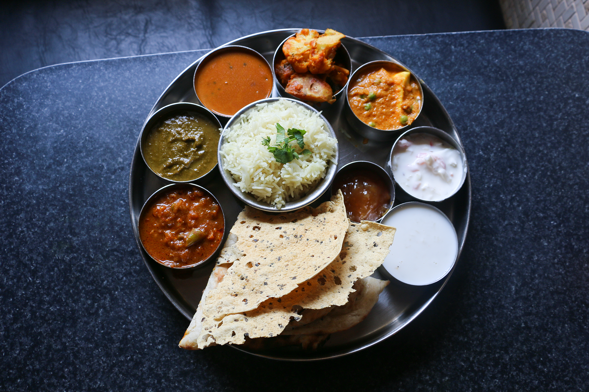 Vegetarian Thali at The Oven in Lincoln. 