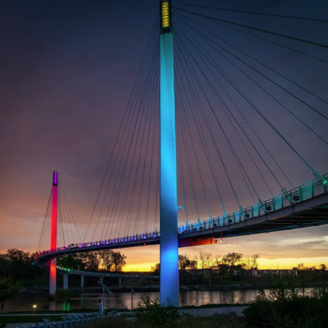 pedestrian bridge at night