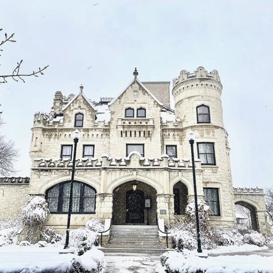 joslyn castle during winter