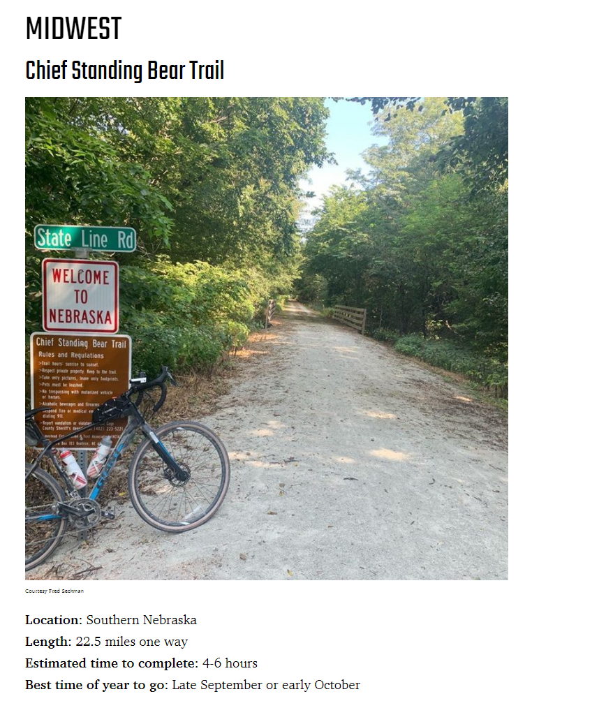 Chief Standing Bear Trail Bicycling Magazine