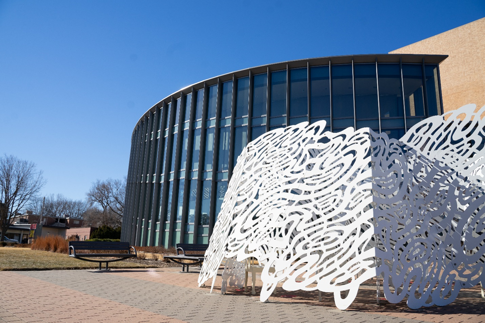 International Quilt Museum Front Sculpture