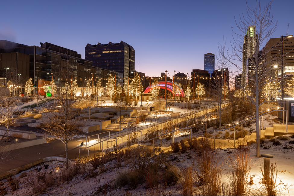 Omaha River Front With Christmas Lights