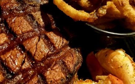 A steak and onion rings from The Peppermill in Valentine.