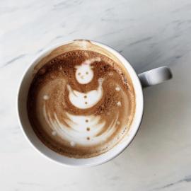 Coffe with foam snowman