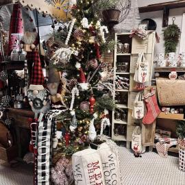 Christmas decor display in the Sidney Floral and Gift Shop.