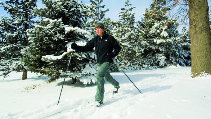 Cross-country skiing at Pioneers Park in Lincoln, Nebraska.