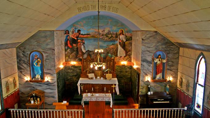 The museum inside old St. John's Church in Table Rock, Nebraska